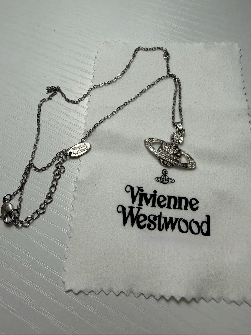 Vivienne Westwood Silver Crystal Planet Pendant Necklace